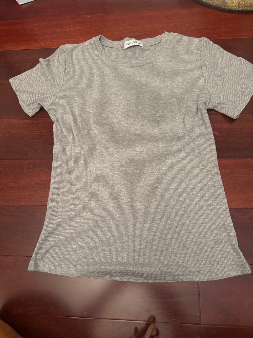 Dalia Collection Heather Gray Ribbed Short Sleeve Tee